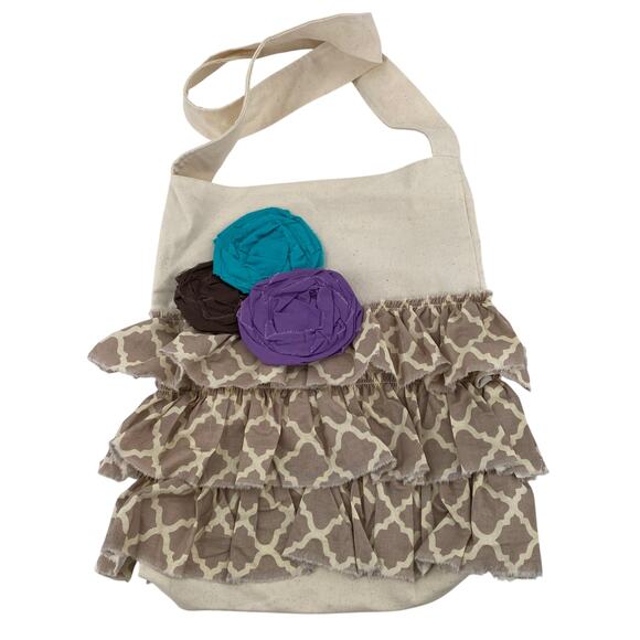 Vintage Rose Wraps boho tiered ruffled bag flower pins Shabby Chic crossbody - Picture 1 of 11